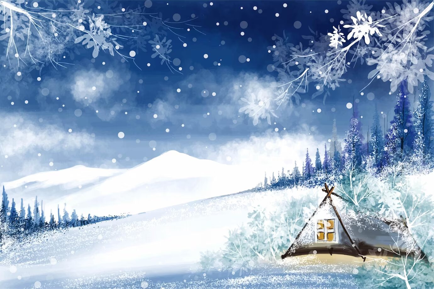 winter painting ideas beginners